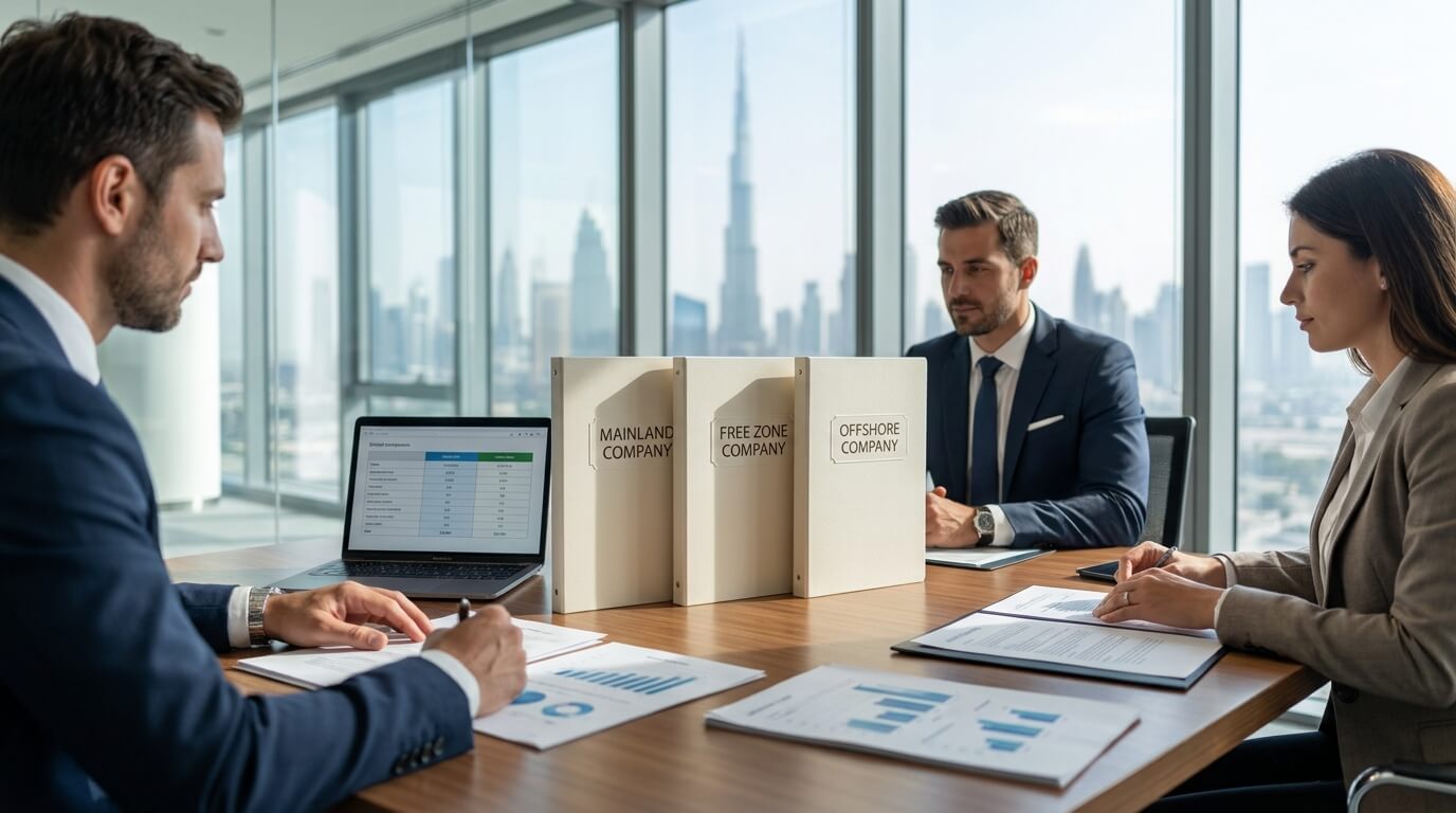 Mainland vs Free Zone vs Offshore Company in Dubai
